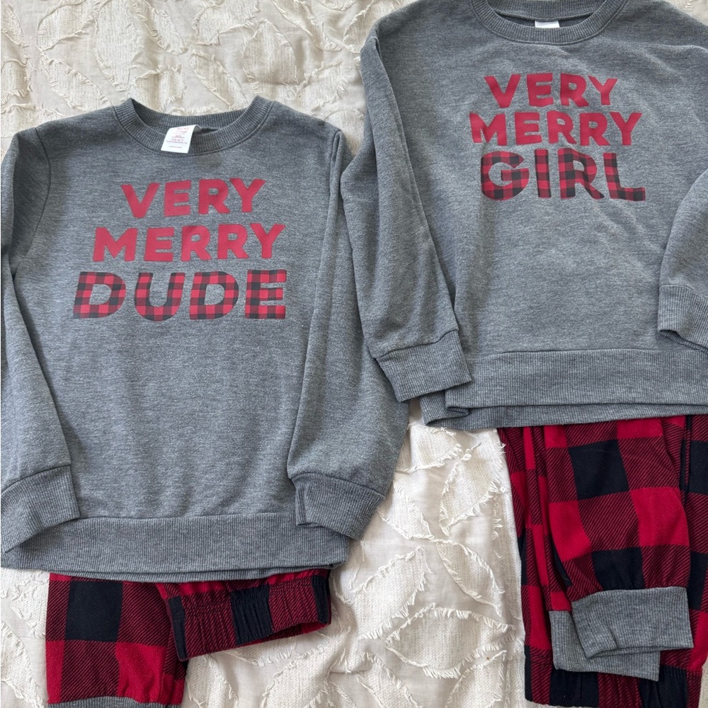 Christmas pajamas set for siblings - boy 6/7 and girl 7/8